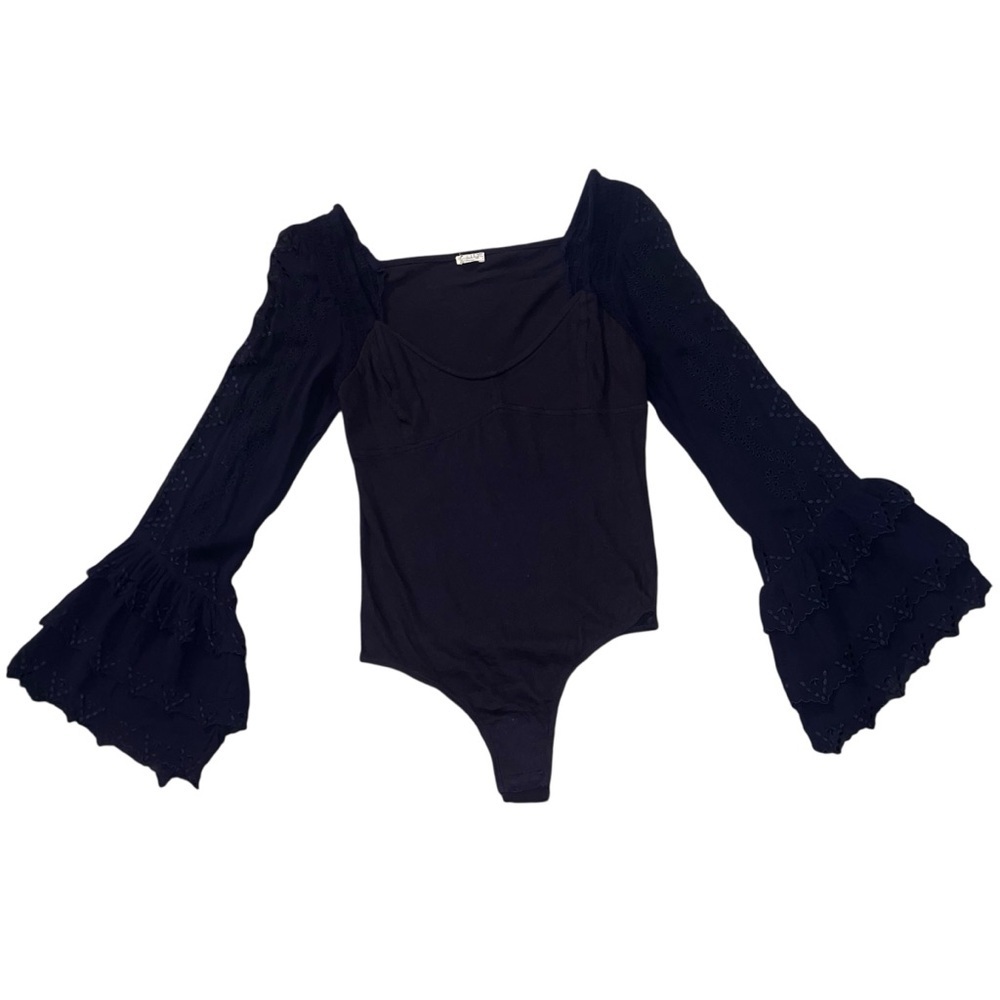 NWOT Free People Enchanted By You Eyelet Lace Tiered Ruffle Silk Sleeve Medium - Picture 6 of 9